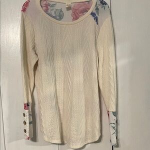 Floral Accent Cream Blouse